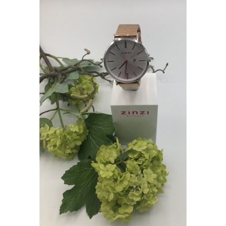 ZinZi Roman Rosékleurig horloge met zilverkleurige kast ZIW512MR