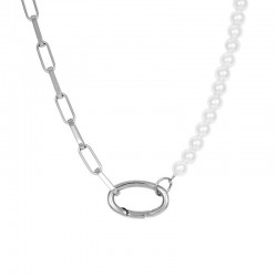 IXXXI collier "Square Chain Pearl" zilver