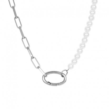 IXXXI collier "Square Chain Pearl" zilver